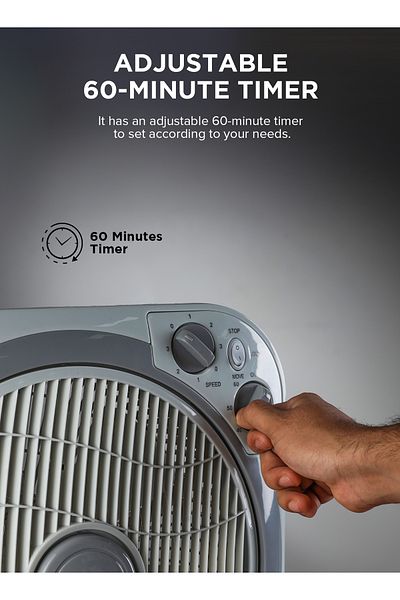 Olsenmark 12 inch Box Fan, 3 Speed Control, 60 minutes timer OMF1723