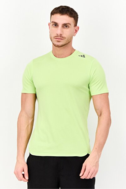 adidas تي شيرت رياضي رجالي بأكمام قصيرة للتدريب، لون أخضر ليموني