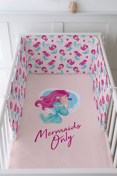 Tuğba Kuğu Baby Bedside Protector and Printed Sheet Sleeping Set - İconic Series - Little Mermaid