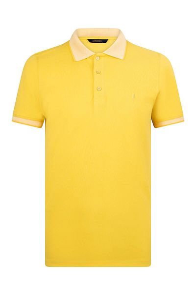 Hatemoğlu Κίτρινο T-Shirt με κανονική εφαρμογή 100% βαμβακερό γιακά πόλο
