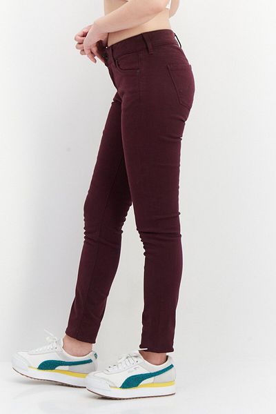 Pepe Jeans Women Skinny Fit Solid Chino Pant, Maroon