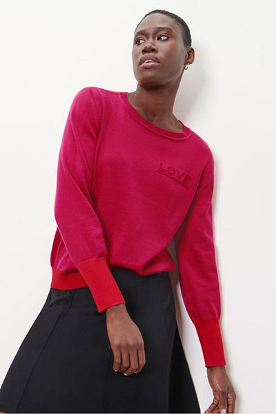 Tchibo Women Crew Neck Long Sleeves Plain Sweatshirts, Red
