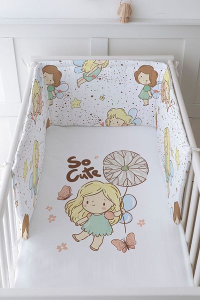 Tuğba Kuğu Baby Bedside Protector and Printed Sheet Sleeping Set - Iconic Series - Girl Dream