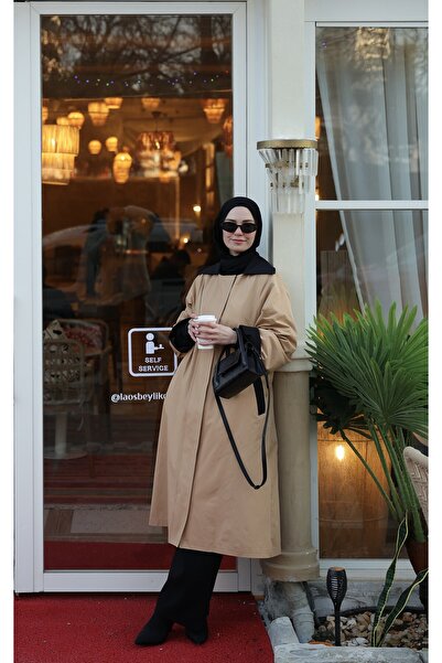 QANU Special Trençkot Siyah-Camel