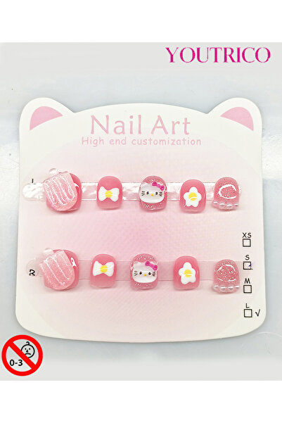 Youtrico أظافر لاصقة للأطفال مصنوعة يدويًا بنسبة 100%، آيس كريم بار KT أخضر، ...