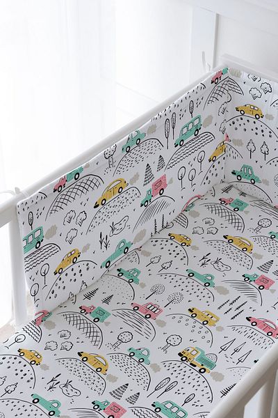 Tuğba Kuğu Baby Bedside Protector and Printed Sheet Sleeping Set - Iconic Series - Cars