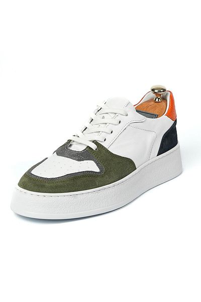 TETRİ Men's White Sneakers - Perdika Model, Genuine Leather, Water Green