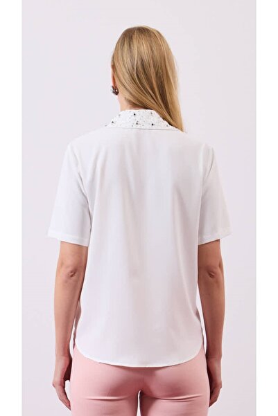 yakestore Serpme Dikme Taşlı Kısa Kollu Gömlek