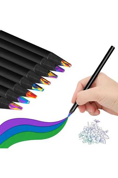 COOYA 8Pcs Rainbow Colored Pencils, Pre-sharpened Wooden 8 in 1 Colored