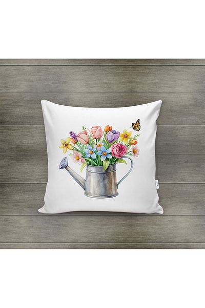 Evmila Husa de perna din catifea cu tema primavara 43x43 Cm Imprimare pe doua fete