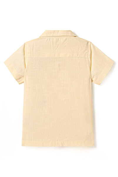 Bonfino Bonfino Oversized Palm Tree Embroidered Shirt - Light Yellow