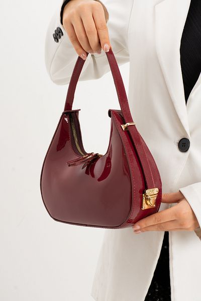 vagues Geantă de umăr pentru femei CherryBag cu curea specială, roșu claret