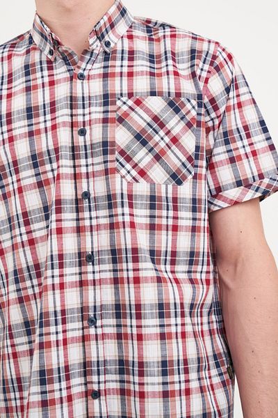 Kenvelo Men's short-sleeved shirt with checkered pattern