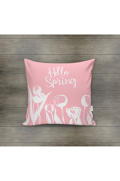 Evmila Husa de perna din catifea cu tema primavara 43x43 Cm Imprimare pe doua fete