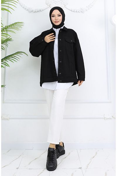 sefamerve Дънково Яке Oversize 6327-01 Черно