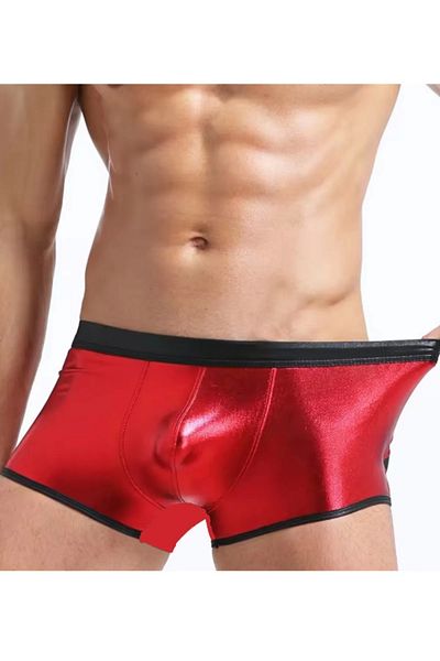 Lasirius Fancy Leather Look Red Men's Boxer Thong