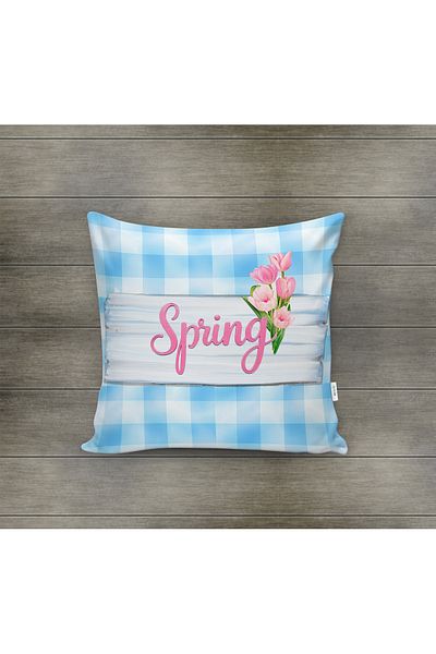 Evmila Husa de perna din catifea cu tema primavara 43x43 Cm Imprimare pe doua fete