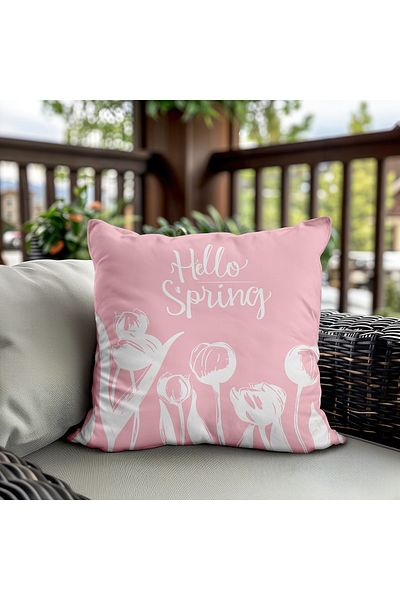 Evmila Husa de perna din catifea cu tema primavara 43x43 Cm Imprimare pe doua fete