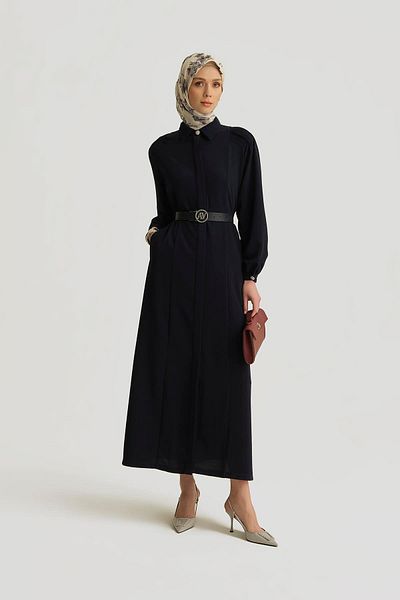 Armine Ribbed Shoulder Overcoat 25Y8208 Navy Blue