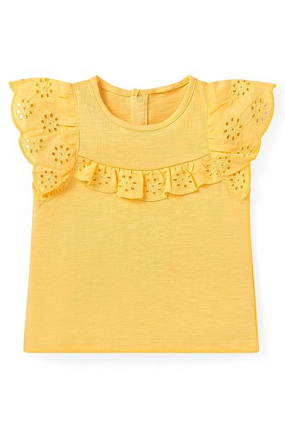Babyhug Babyhug Frill Detailed Top & Floral Printed Layered Skirt - Yellow