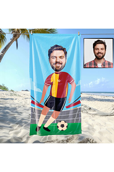 EJOYA Kişiye Özel Karikatür Fotoğraflı Taraftar Plaj Ve Spor Havlusu 115066