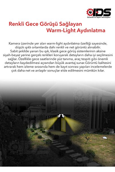 IDS SESLİ - 8 KAMERALI FULLHD GECE RENKLİ VE IŞIKLI GÜVENLİK KAMERASI - KAMERA SETİ 320GB DİSK