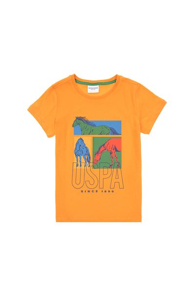 U.S. Polo Assn. Tricou portocaliu pentru băiat cu gâtul turnat 50299911-VR051
