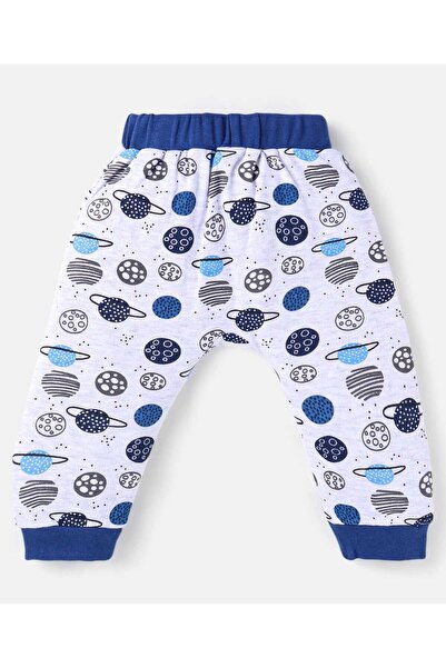 Babyhug Cotton Knit Full Length Diaper Leggings Stripes & Space Pack Of 3-Navy White & Light Blue
