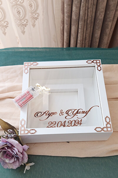 Verda Çerçeve 25x25 Cm Ledli Fotoğraf Bölümlü Beyaz-klasik(ROSE) Isimli Anı Ç...