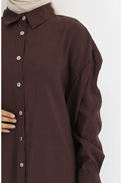 sefamerve Brown Tunic and Pants Two-Piece Suit 4065-04