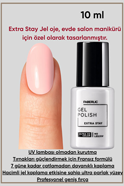 Faberlic Extra Stay Gel Serisi KALICI Oje, Ton ""Pembe İpek""