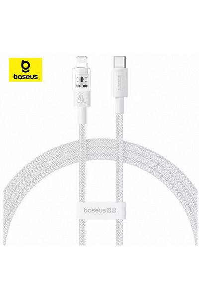 Baseus 1m White Usb C Cable 20w For Iphone 14 13 12 11 Pro Max Xs Transparent Type C Pd 3.0
