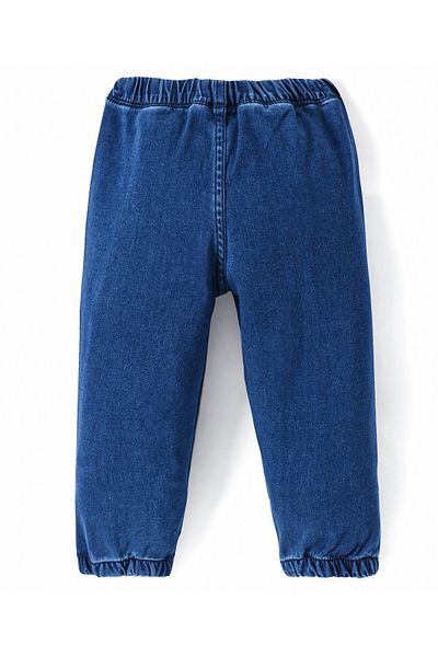Bonfino Bonfino Cotton Woven Full Length Solid Pull Up Jeans - Blue