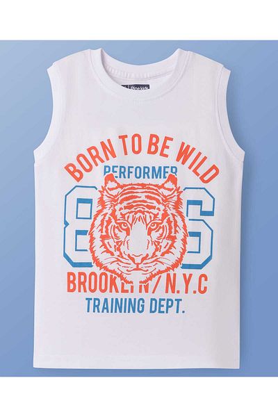 Pine kids Pine Kids Cotton Knit Sleeveless Tank T-Shirts with Cool Dude Text Print Pack Of 5 - Multicolor