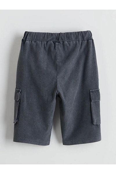 LC Waikiki Lcw Kids Anthracite Boys Shorts with Elastic Waist and Pockets