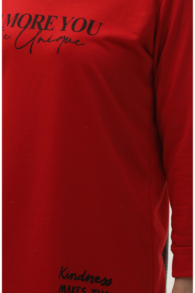 sefamerve Baskılı Sweatshirt 0540-10 Kırmızı