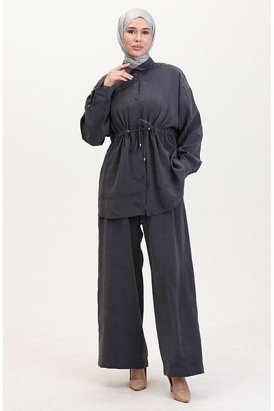 sefamerve Modal Fabric Tunic and Pants Suit 4064-06 Anthracite