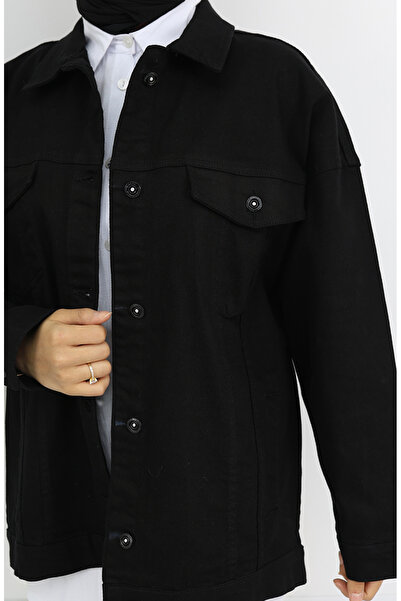 sefamerve Oversize Kot Ceket 6327-01 Siyah