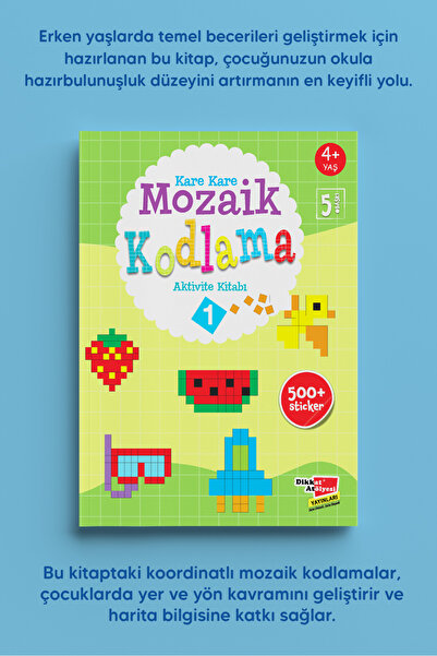 Dikkat Atölyesi Yayınları Okul Öncesi Ilkokul Mozaik Robotik Kodlama Etkinlik...