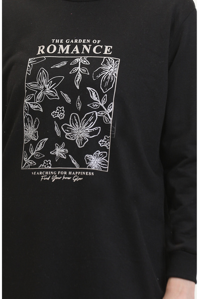 sefamerve Baskılı Sweatshirt 0539-02 Siyah