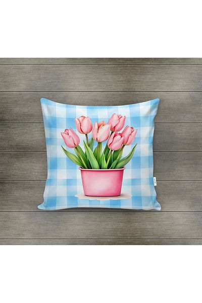 Evmila Husa de perna din catifea cu tema primavara 43x43 Cm Imprimare pe doua fete