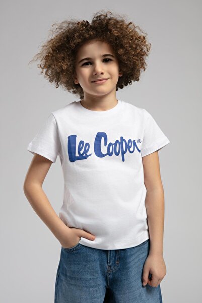 Lee Cooper Tricou Londonlogo pentru băieți, 100% bumbac, alb-L