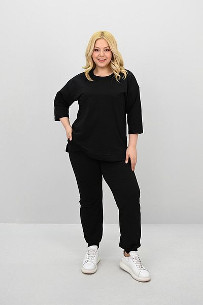 Koza Butik Дамски спортен екип с еластичен крачол, размер Plus Size, с три четвърти ръкав, 8185-25