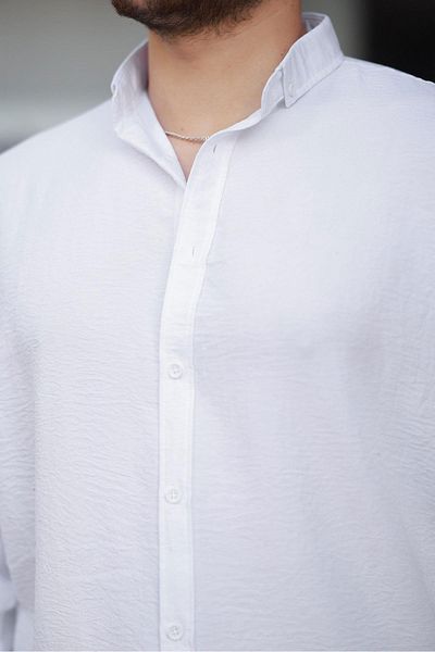 Valiberta Soft Textured Half Oversize Men's Shirt - White