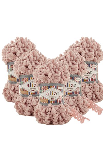 Alize (5 τεμάχια) Puffy Fine 5 τεμαχίων 161 Powder Pink Πλεκτό νήμα