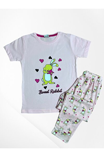 Pijamakids Κοριτσίστικο σετ πιτζάμες 100% βαμβακερό ροζ κουνέλι με κοντό μανί...