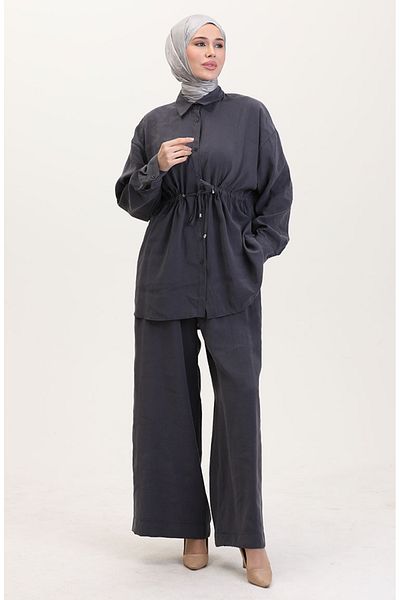 sefamerve Modal Fabric Tunic and Pants Suit 4064-06 Anthracite