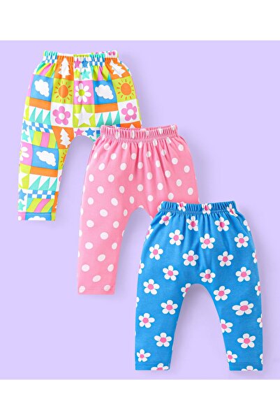 Babyhug بنطلون حفاضات طويل من القطن من بيبي هاج، مطبوع عليه زهور ونقاط بولكا،...