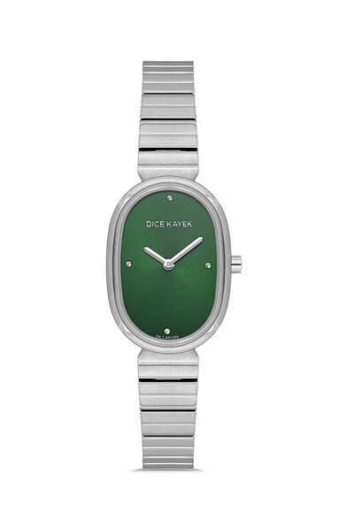 Dice Kayek Dk.1.Ag1365.02 Oval and Stone Design 5 Atm Water Resistant Steel Cord Metallic Color Women