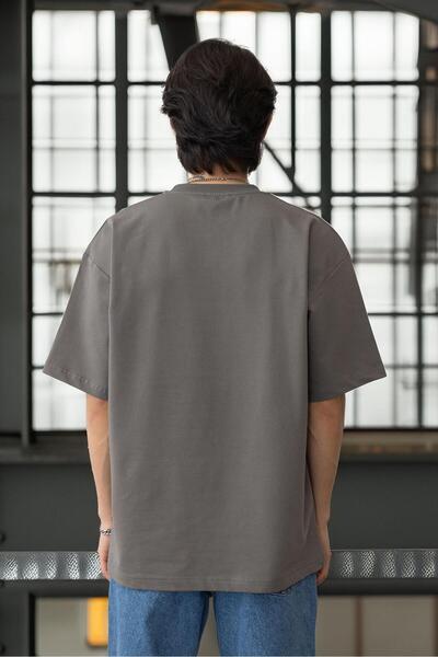 Valiberta Ανδρικό μπλουζάκι με στάμπα τσέπης με δύο κλωστές, βαμβακερό oversize - Κάπαρι